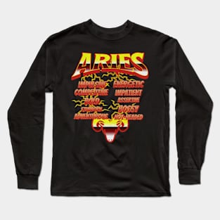 Aries Retro 90s Band Zodiac Birthday Traits Lightning Long Sleeve T-Shirt